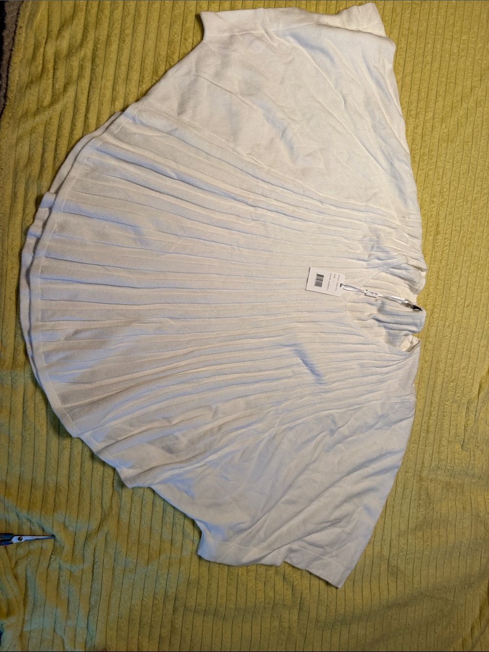 Pleated V‑Neck Cream Tunic Top by Alfani - Picture 5 of 7